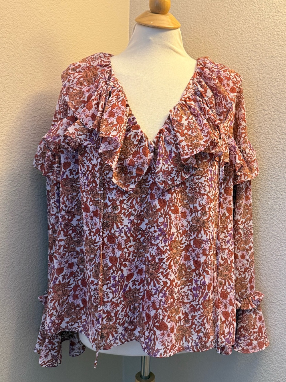 NWT JCrew Ruffle Crinkle Chiffon Top in Floral Flourish